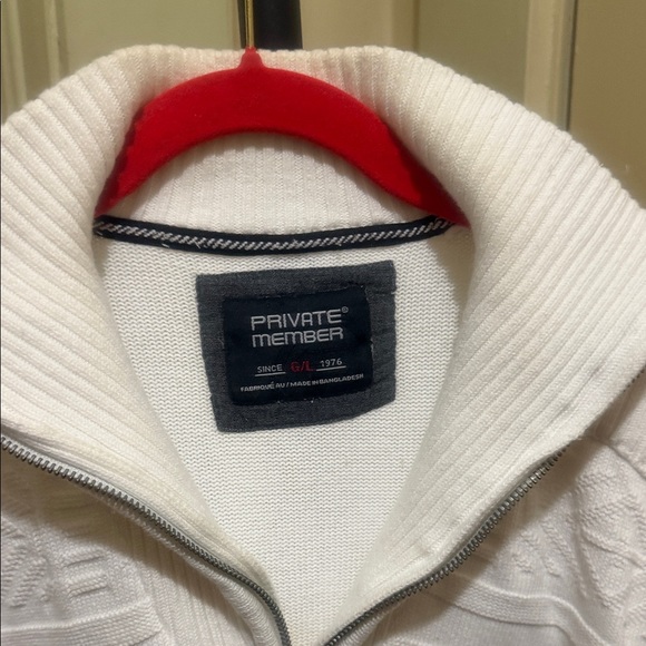 Men's White Zip-Up Sweater - Picture 4 of 6